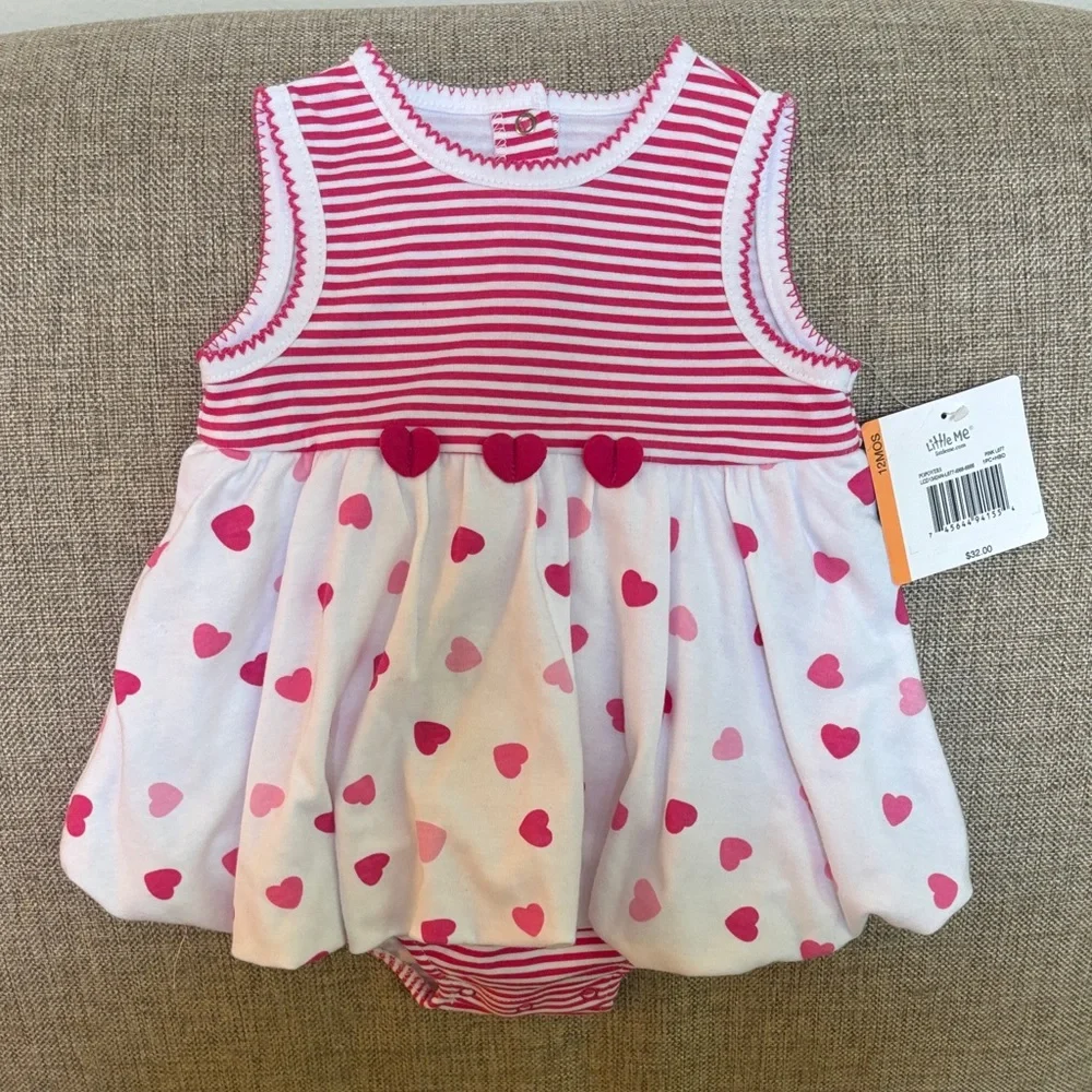 Little Me Pink and White Heart Diaper Cover